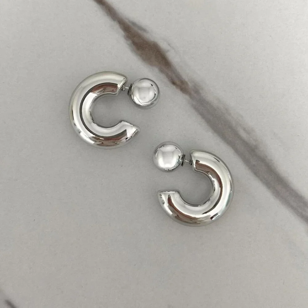 SKU:0063 Retro Women Silver Earrings Stainless Steel Vintage inspired + gift box